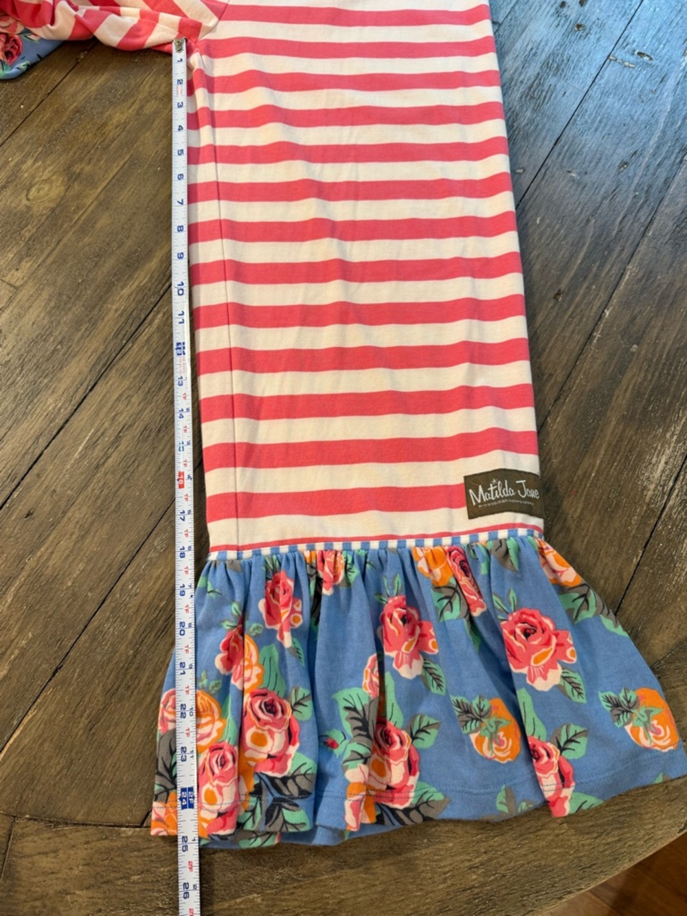 Matilda Jane Women’s Medium Floral Stripe Ruffle Pajama Lounge Set - Picture 10 of 12